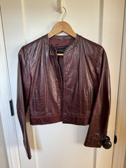 Vintage Express Burgundy Red Maroon Oxblood Leather Spring Fall Jacket Small 3/4