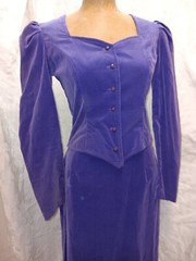 70a Purple Cotton Velvet Skirt Suit by Jane Schaffhausen Belle France S