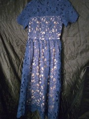 Julia Jordan Dress Event Cocktail Blue Tatum Floral Lace Midi