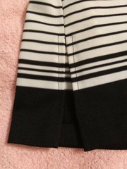Vtg. Prince Dallas top Sz. 10 Disco V neck black white stripes polyester nylon
