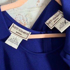 Karin Stevens Dress Set Womens 8P Blue Jacket Maxi Two Piece Petite Vintage