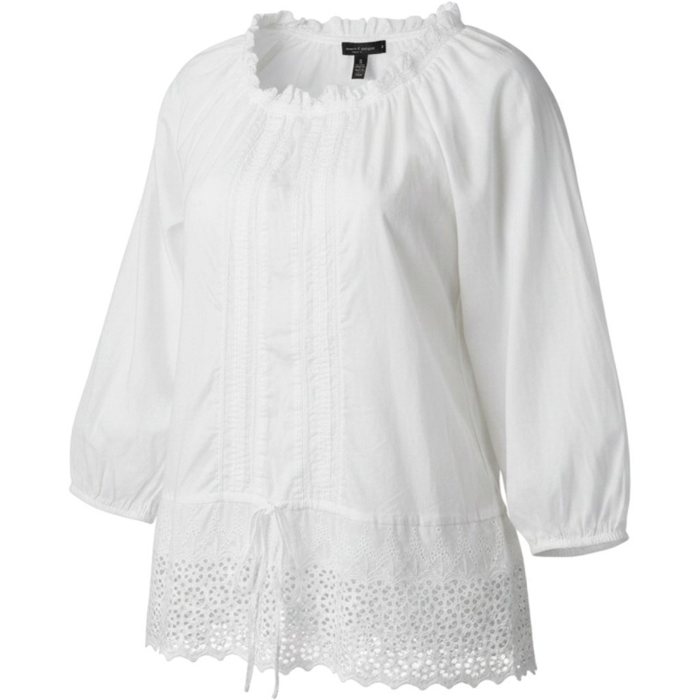 NWT Vintage Lauren Jeans Company Ralph Lauren White Cotton Eyelet Blouse Peasant