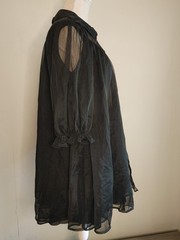 Vintage Black CHIFFON Teddy Gown Peignoir Set Shadowline Gothic Babydoll sz 34