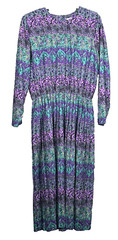 Vintage Terri Ellen Dress Womens 18 Tall Green Purple Rayon Blend – Missing Belt
