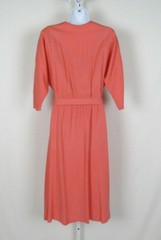 VTG 1970s 80s ITEMS CALIFORNIA DRESS & BELT CORAL COLOR RAYON FLAX FABRIC BELT