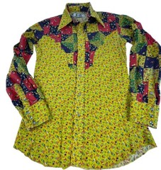 Vintage Western Trends Panhandle Slim Patchwork Yoke Calico Sz M Pearl Snap