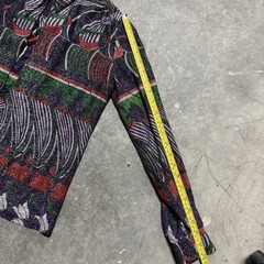 Huey Waltzer For Mannequin NWT VTG 70s Open Blouse Shirt Metallic Print Op Art L