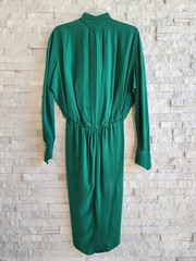 Vtg THIERRY MUGLER Paris Dress FR 38 Emerald Green Archival Sculptural 80s 90s