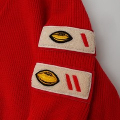 Vintage 60s 70s Goshen High School Indiana Varsity Red Football Sweater Medium