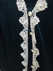 VTG 80s Miss Dorby 3/4 Slv Button Up Lace Velvet Top M Whimsygoth Cottage