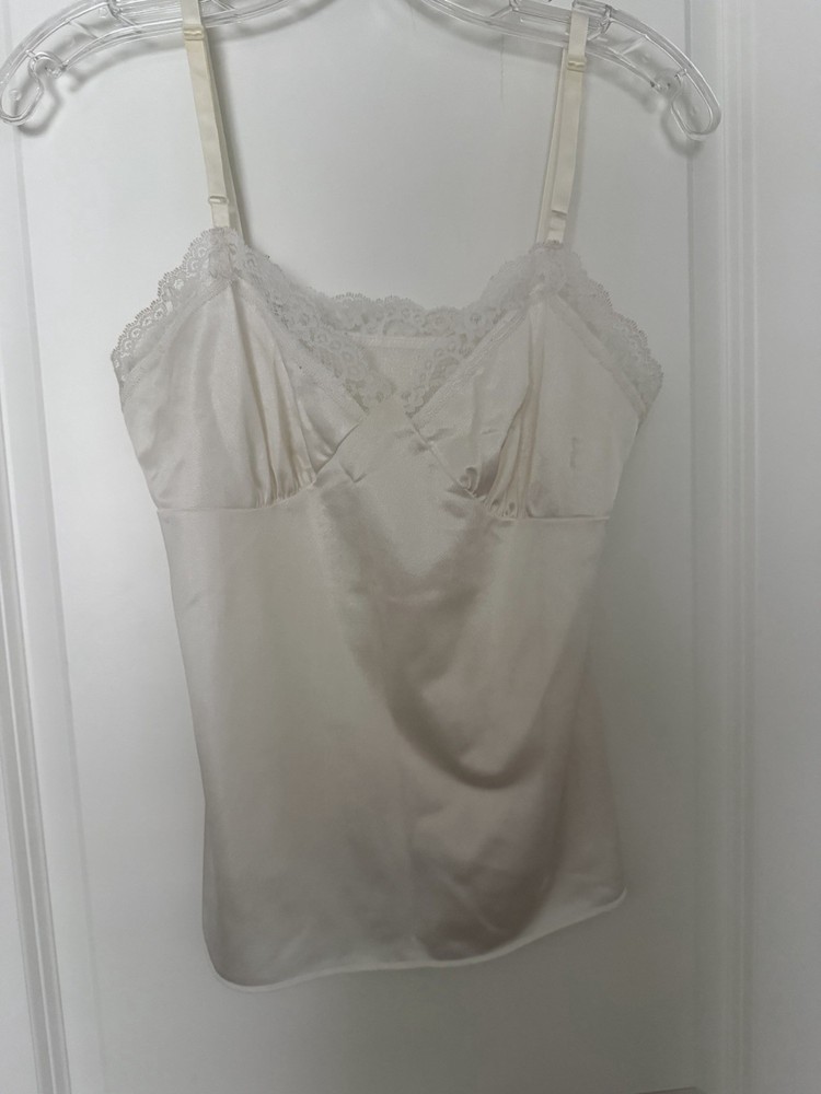 Vintage Deena White Lace Trim Camisole Cami Tank Size 32