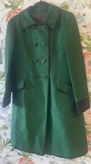 Vtg Emerald Green Double Breasted Swing Coat Mad Men 50s 60s Medium Cosplay READ