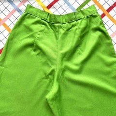 Vintage 1970s Ginger Tree Lime Green Wide Leg High Waisted Pants Womens Size XXS