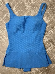 Vintage 1970s Rose Marie Reid Blue Swimsuit Mod GoGo Skirt Built in Bra Retro M