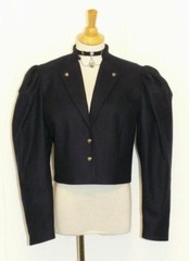 BLUE WOOL JACKET Women German SHORT Fitted LONG SLEEVES Winter Eu42 8 S B38″