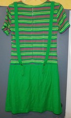 VTG 60s 70’s DRESS MINI JUMPER STRIPED KNIT POLY GREEN XS/S MOD GOGO GROOVY