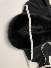 Vintage 90s Alberto Makali Black Fox Fur Collar Power Shoulder Blazer Jacket sm