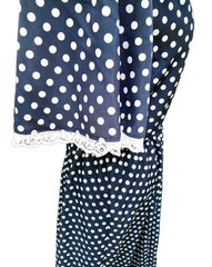 Vintage MW 60s Women’s Sz16 Navy Blue Polkadot Midi Dress PinUp/Rockabilly Retro