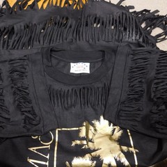 Vintage 1980s Shredded Fringe ST THOMAS 1987 Single Stitch Black T Shirt Size XL