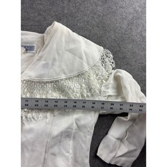 VTG Jessica Howard Crochet Lace Fringe Portrait Collar Jacket Women 14 Prep 80s