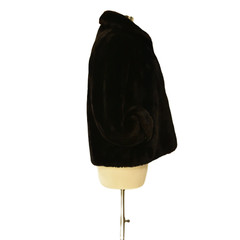 Dark Brown Sheered Lamb Short Coat Bracelet Sleeve Size L