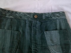 RARE Vtg 70s Ms LEE Hi Waist Green Tie Dye Cord WIDE Leg Bell Bottom Pants 26/28