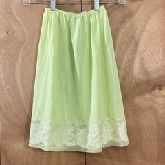 Sears Early 1970s Lime Green Half Slip Small Short Smooth Soft Lace Shadow Panel