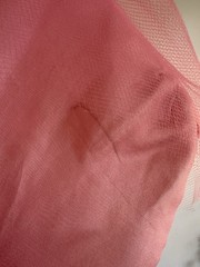 Vintage 1950’s Pink Satin Tulle Velvet Formal Prom Dress With Veil Belt XS