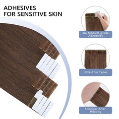 COOKAYU Invisi Edge Tape in Hair Extensions Human Hair Medium Brown 16 Inch 20pc