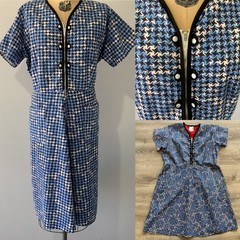 Vintage 1950’s 100% Cotton Top Mode Frocks Dress Size 26 1/2 Bust 50” Waist 42”