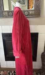 Vtg Nordstrom Lingerie Velour robe sleepwear house coat Red Zip Up M/L
