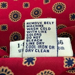 Appleseeds Vintage Red Medallion Print Pleated Midi Shirt Dress 12P Belted