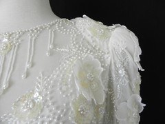 Landa Sequin/Beading Dress Rare Floor Length Silk Ivory Open Back Size12(US10)