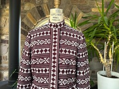 Vintage 1970s Maroon and Gray Textured Double Knit Coat Domani Knits