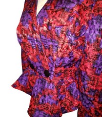 Vintage Neiman Marcus Raul Blanco Peplum Silk Puff Sleeve Blouse Jacket Sz 12