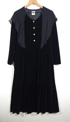 VTG Laura Ashley Black Velvet Midi Dress UK 14 US 12 / L Victorian Renaissance