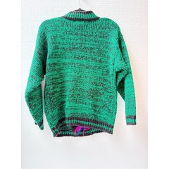 Vintage Croquet Colorblock Chunky Knit Sweater Green Pink Blue Size M