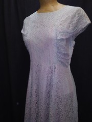 Vintage 1950’s Pale Blue Very Pale Pink Rayon Lace Evening Dress Medium