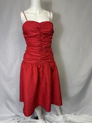 Vintage 80s Red Satin Ruched Prom Dress By John Richard Of California Size 3/4