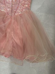 Vintage Y2K Masquerade Pink Beaded Iridescent Corset Tulle Mini Dress Size 3/4