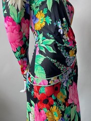 Leonard Paris 1990s Floral Print Jersey Wrap Dress Bergdof Goodman sz 8 France