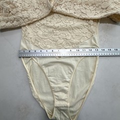 Vintage Victoria’s Secret Lace Bodysuit Ivory Sheer Long Sleeve USA Small