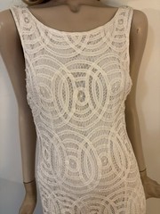 Vintage Y2K NWT Cache White Lace Crochet Midi Dress – Boho Sheath Overlay Dress
