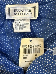 Vintage Jennifer Moore Blue Polka Dot Milkmaid Shirt Dress L Deadstock 90s