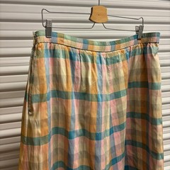 Leo Narducci California Design Vintage Multicolor Silk skirt Size 18 Plaid