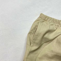 Beige Linen Blend Pants Sz M Elastic Waist Straight Leg Relaxed Casual VINTAGE