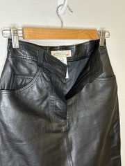 Vintage MONDI Black Leather Pencil Skirt 5 Pocket US 0 2 XS W25