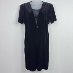 Another Thyme Dress Women 8P Black Floral Velvet Burnout VTG 90s Y2K Goth Witchy