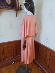 Vintage 1970s Patty O’Neill Peach Romantic Boho Flowy Disco Goddess Dress