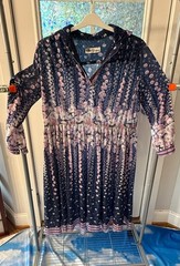 Vintage Hal Ferman Blue & Lavender Floral Secretary Dress Sz 14